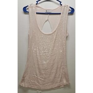 Womens Small S Blush Pink Sequin Tank Top Y2K Glam Party Festival Indie Sleaze